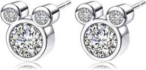 Stud Earring,S925 Silver Stud Earrings with Sparkling CZ Birthstone,Cute And Charm Stud Ear jewelry for Women Girl Gift,Hypoallergenic,6 Colors Available with Jewelry Box