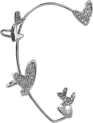 stud heart-shaped ear clips, non-pierced zircon star rhinestone cuff wrapped door knocker earrings