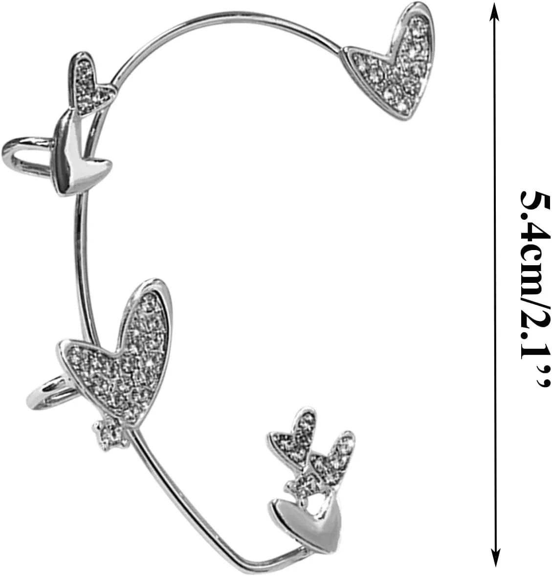 stud heart-shaped ear clips, non-pierced zircon star rhinestone cuff wrapped door knocker earrings