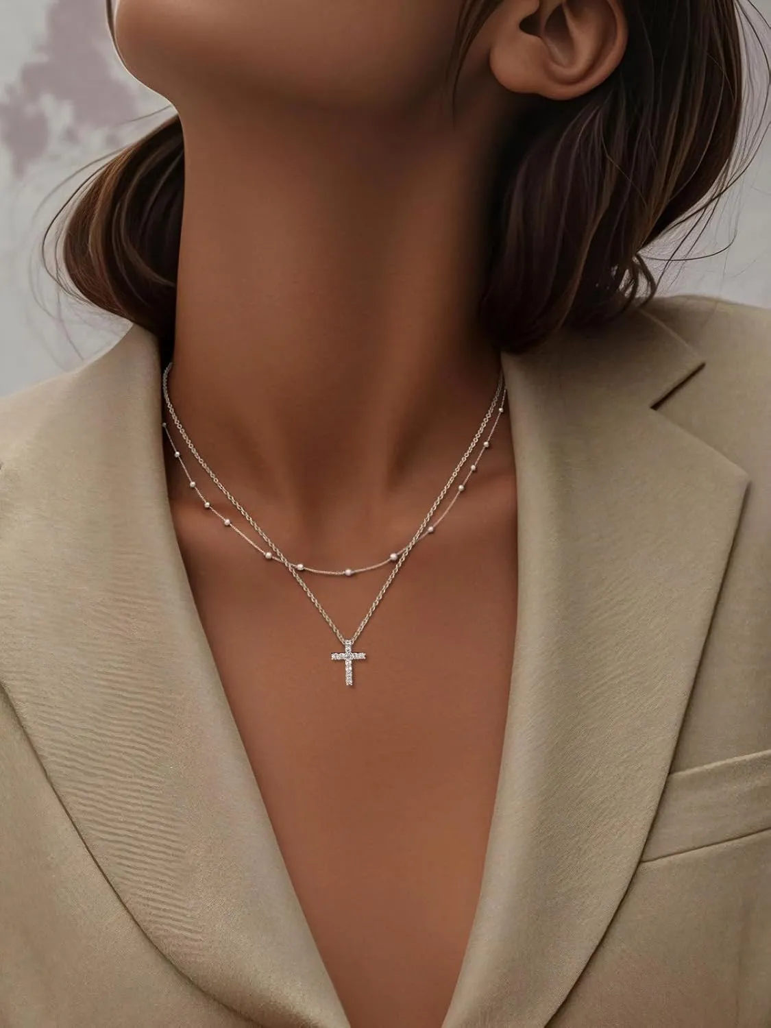 Supcare Dainty Cross Necklace with Messaged Card, Hypoallergenic Stainless Steel Crucifix Pendant with Adjustable Chain 16'' 2'', Trendy Women Christian Gifts to My Mom, Wife,Grandmother,Love
