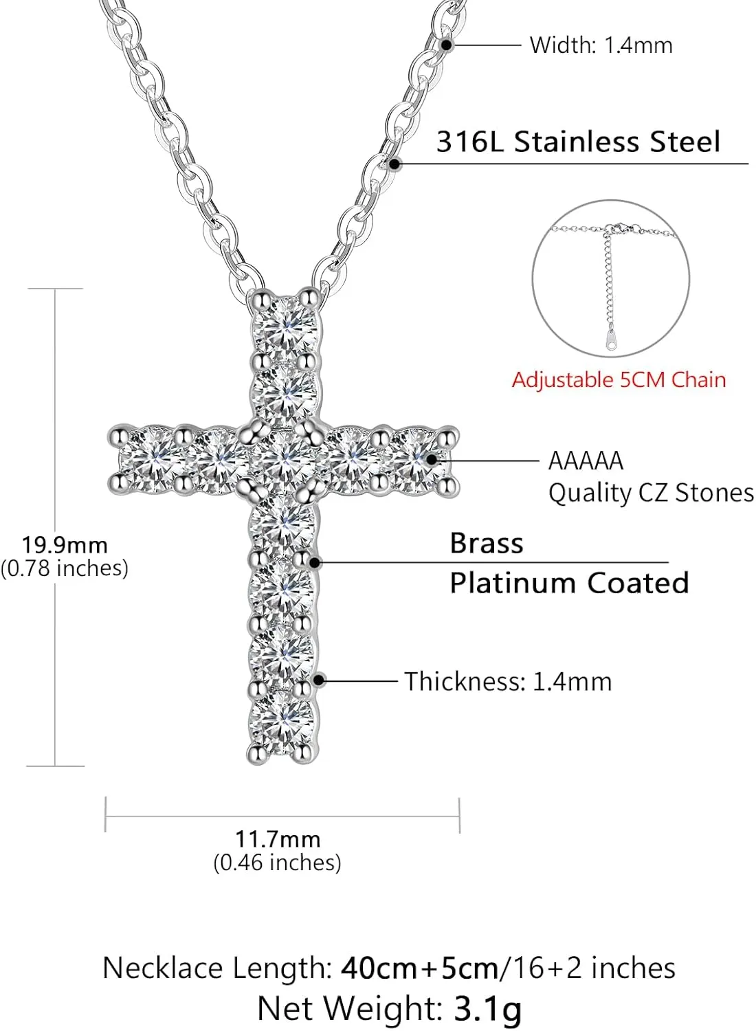 Supcare Dainty Cross Necklace with Messaged Card, Hypoallergenic Stainless Steel Crucifix Pendant with Adjustable Chain 16'' 2'', Trendy Women Christian Gifts to My Mom, Wife,Grandmother,Love