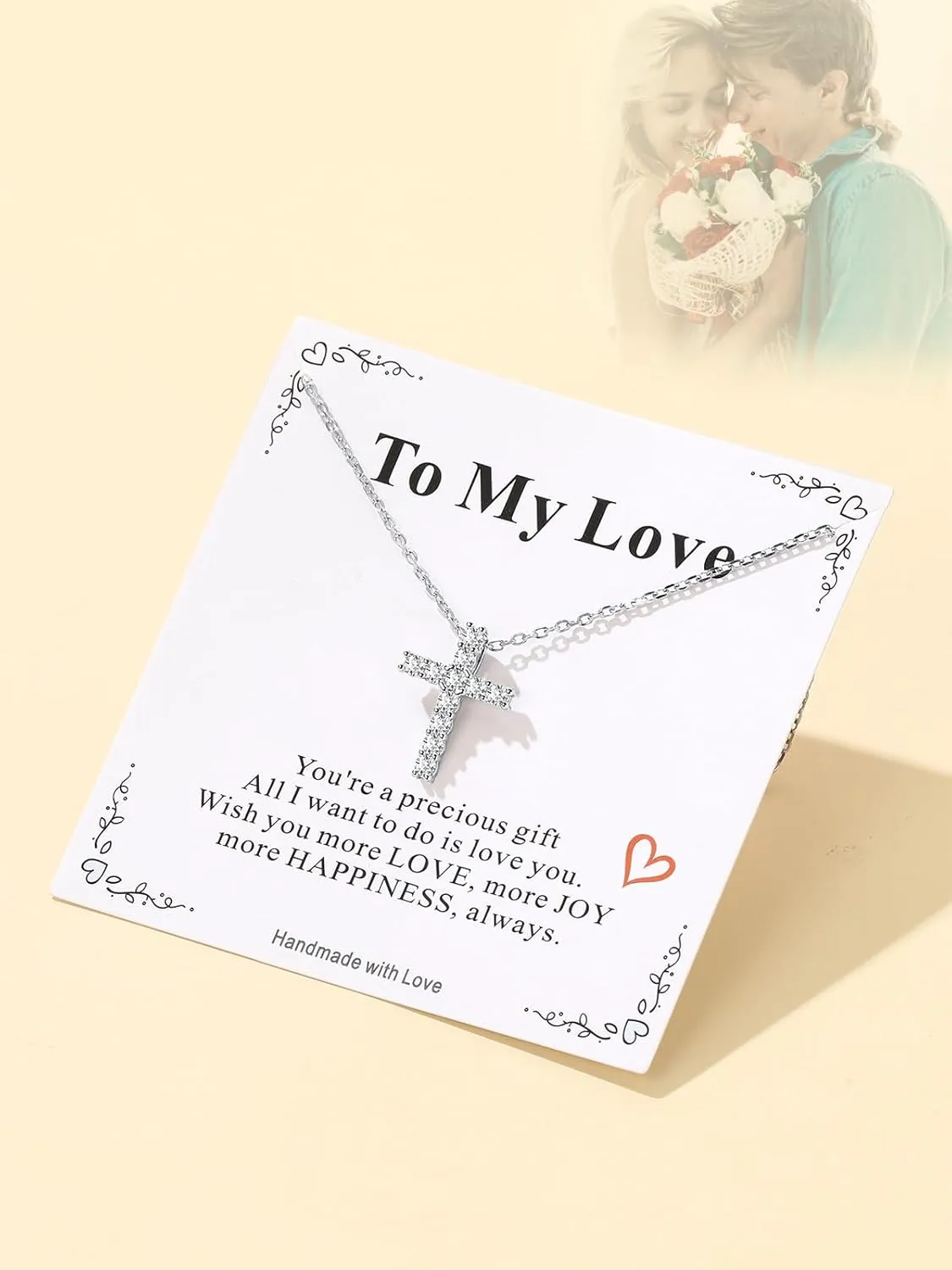 Supcare Dainty Cross Necklace with Messaged Card, Hypoallergenic Stainless Steel Crucifix Pendant with Adjustable Chain 16'' 2'', Trendy Women Christian Gifts to My Mom, Wife,Grandmother,Love