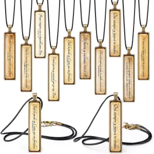 Sureio 20 Pcs Christian Gifts for Men Father's Day Spanish Christian Necklace Bulk Vintage Bible Verse Bar Necklaces Inspirational Religious Jewelry for Pastor Women Prayer Church Gifts Birthday