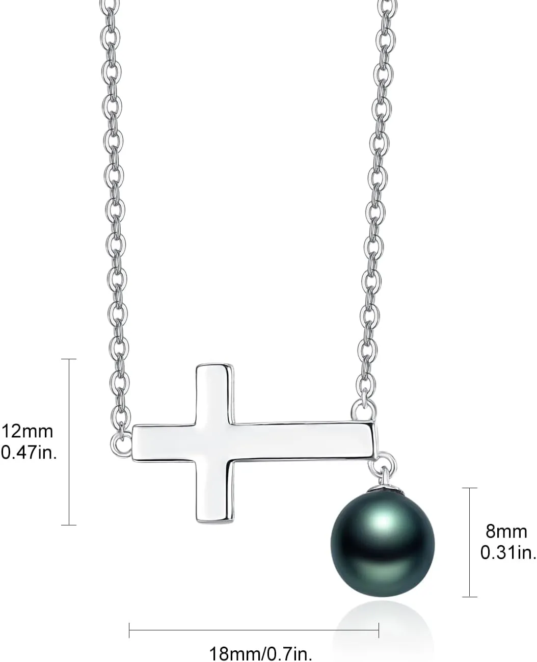 Tahitian Black Classic Necklace For Women 925 Sterling Silver Black Preal Pendant Classic Jewelry Gift For Wife Mom Girlfriend Christmas, Valentine's Day, Mother's Day Gift Jewelry