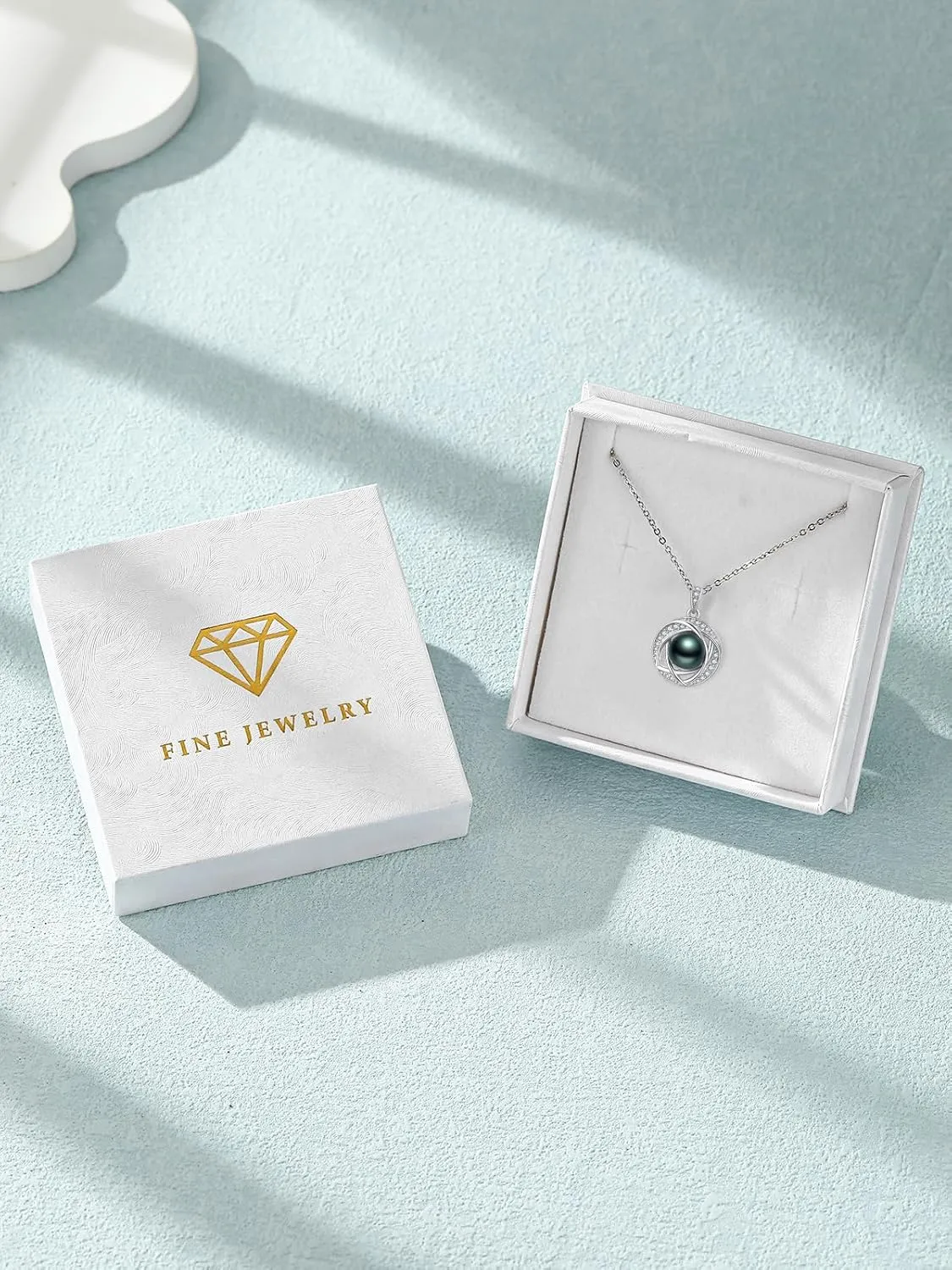 Tahitian Black Classic Necklace For Women 925 Sterling Silver Black Preal Pendant Classic Jewelry Gift For Wife Mom Girlfriend Christmas, Valentine's Day, Mother's Day Gift Jewelry