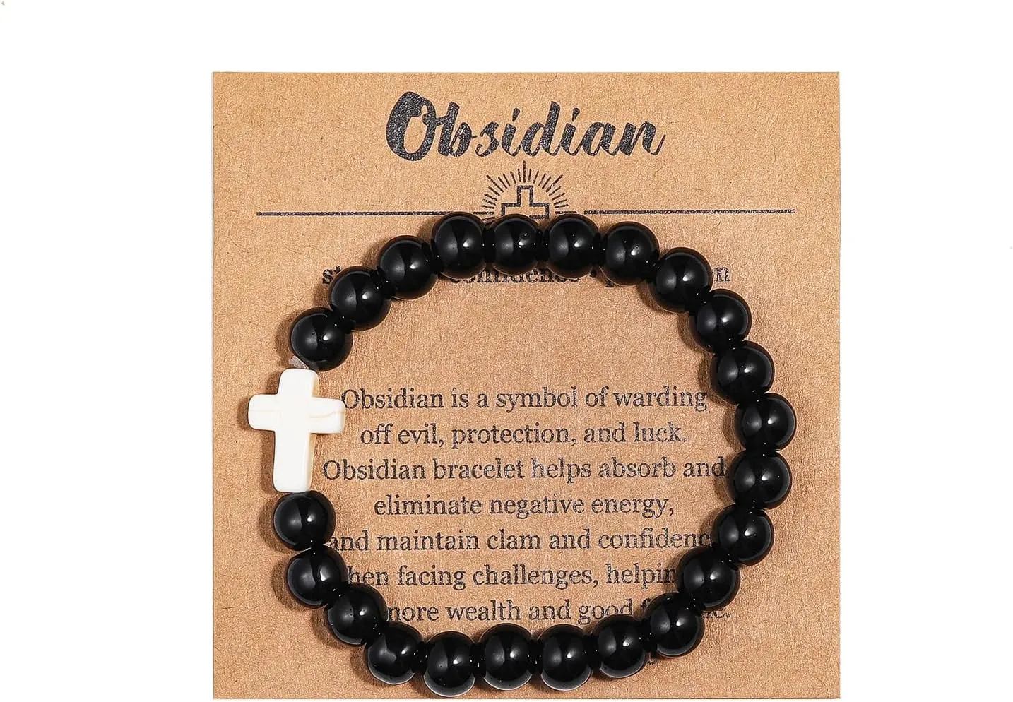 tenghong2021 8mm Natural Stone Cross Bracelet for Women Healing Elastic Stretch Beaded Bracelet Inspirational Christian Colorful Easter Bracelet for Women Men Gifts Jewelry