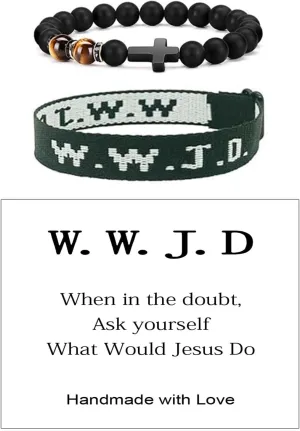 tenghong2021 WWJD Braided Rope Beads Bracelet Set for Women Men What Would Jesus Do Handmade Colorful Bracelets Protection Pray Inspirational Religious Christian Bracelet for Women Gifts Jewelry