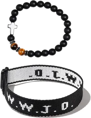 tenghong2021 WWJD Braided Rope Beads Bracelet Set for Women Men What Would Jesus Do Handmade Colorful Bracelets Protection Pray Inspirational Religious Christian Bracelet for Women Gifts Jewelry