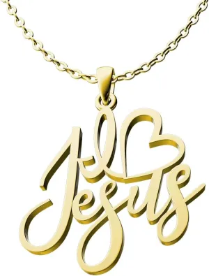The Positive Christian I Love Jesus Necklace - Stainless Steel - Christian Gifts for Women of Faith - Religious Jewelry Gift for Christmas, Wedding, Anniversary