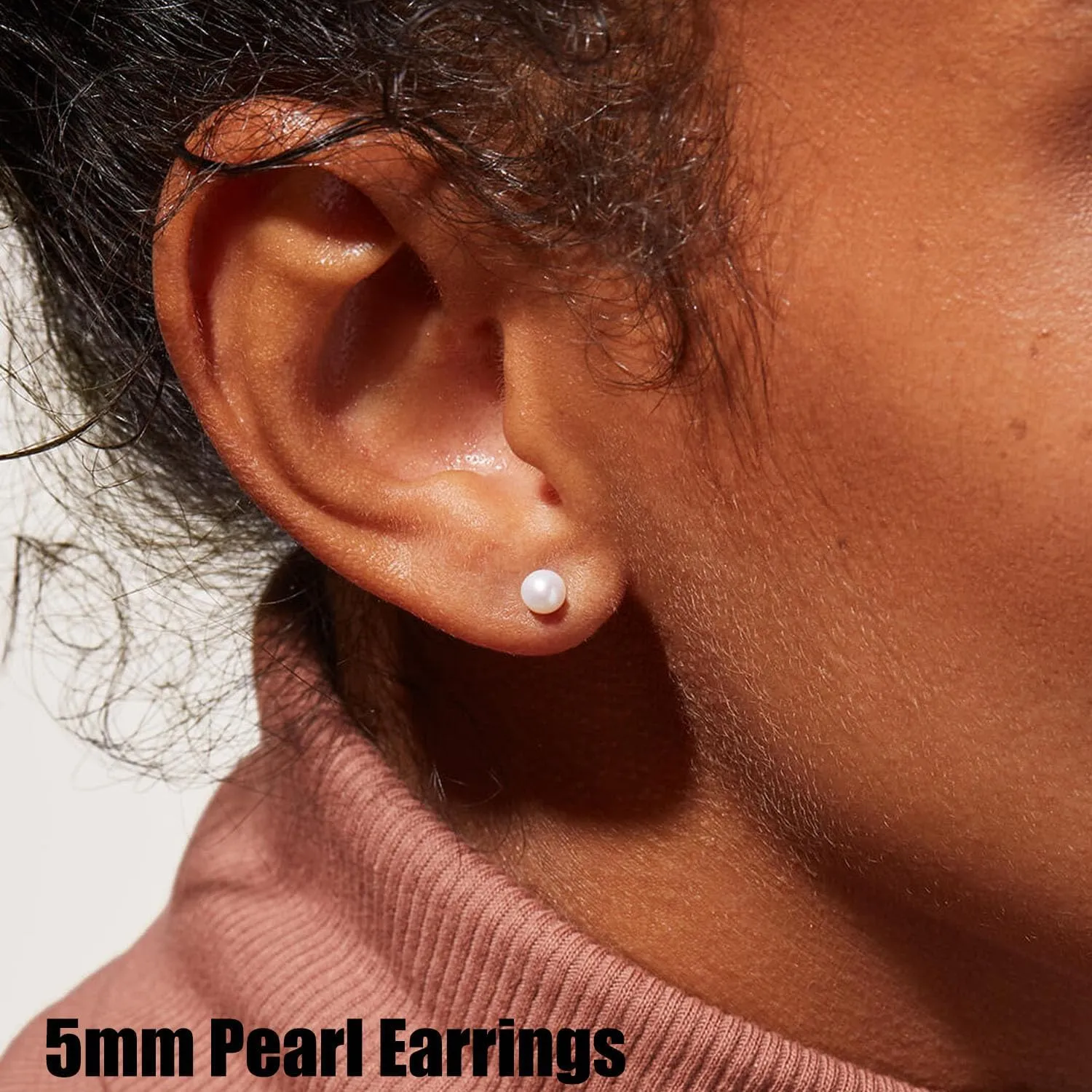 Threadless Flat Back Pearl Earrings, 14K Gold Plated Pearl Stud Earrings Hypoallergenic | Cartilage Earring | Helix Piercing Jewelry | Tragus Piercing Jewelry | Push in Flatback Earrings for Women Men