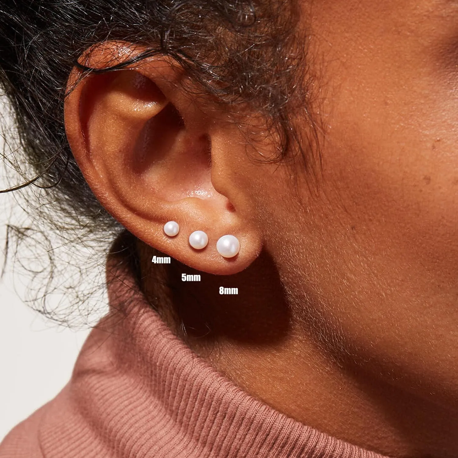 Threadless Flat Back Pearl Earrings, 14K Gold Plated Pearl Stud Earrings Hypoallergenic | Cartilage Earring | Helix Piercing Jewelry | Tragus Piercing Jewelry | Push in Flatback Earrings for Women Men