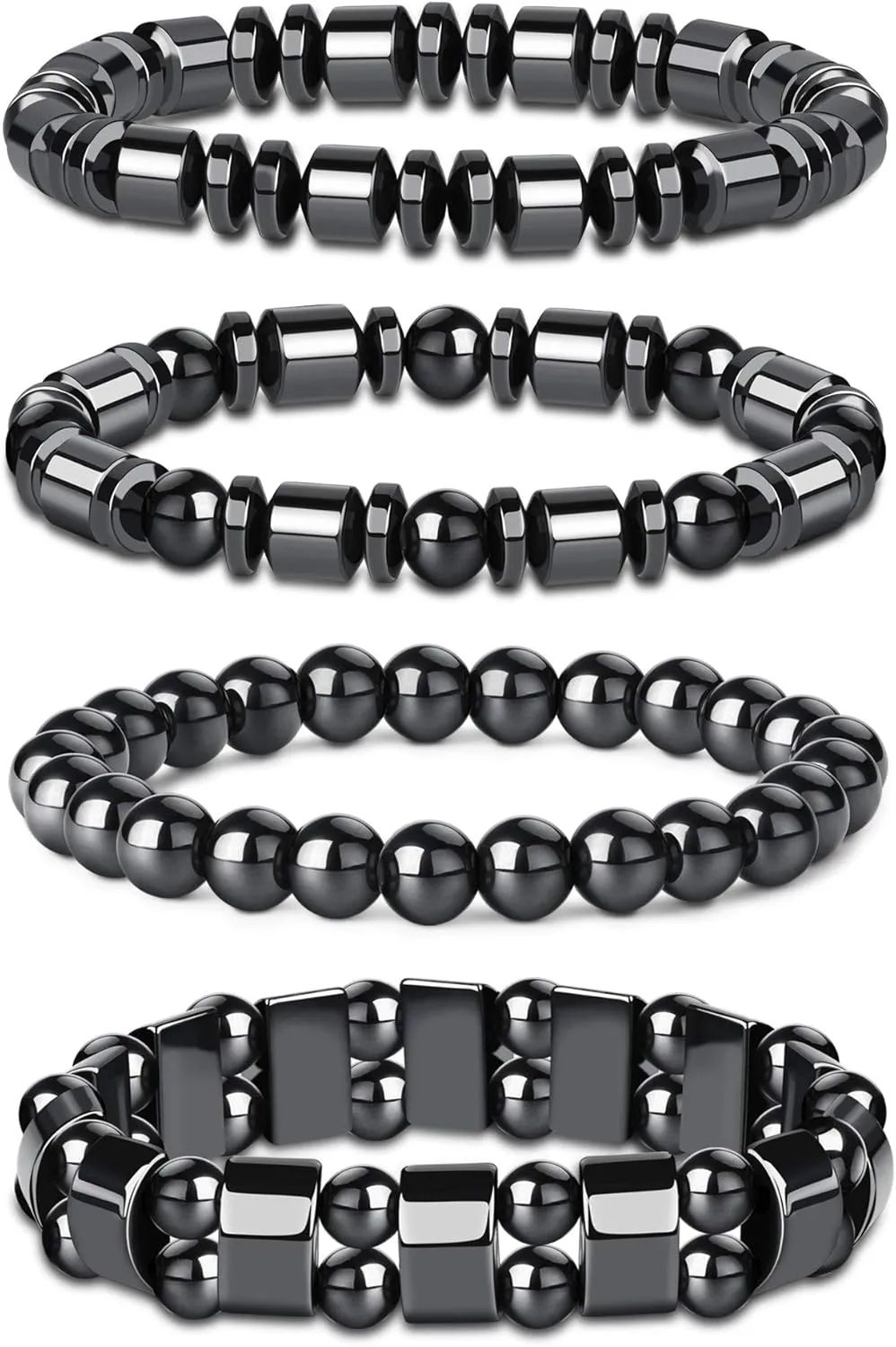 THUNARAZ 4Pcs Hematite Bracelet for Men Women Bangle Bracelet Magnetic Tiger Eye Bracelets