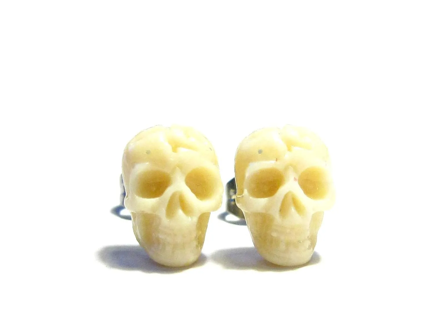Tiny Skull Earrings - Creepy Jewelry - Halloween - Macabre - Oddity - Glow In The Dark