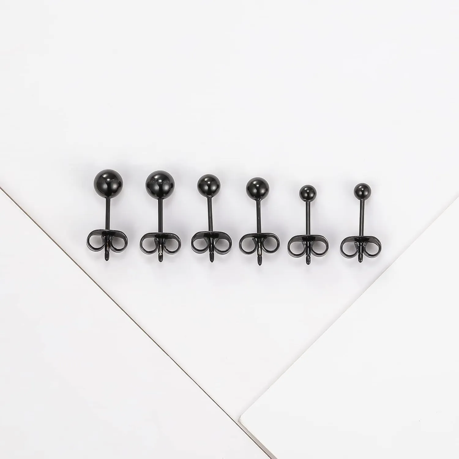 Titanium Ball Earrings Hypoallergenic Studs for Women Men Sensitive Ears Black 3mm 4mm 5mm Titanium Backs