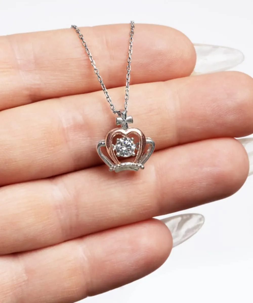 To My Daughter Crown Necklace Set 925 Sterling Silver Necklaces - Daughter Gift from Mom & Dad Pendant Chain Necklace Christmas Gift with thoughtful Massage Card Main