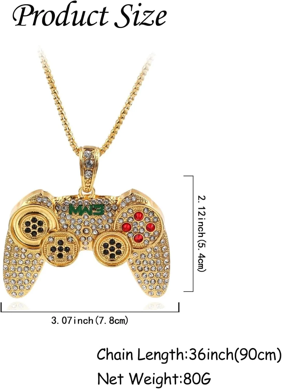 To My Son/Grandson Necklace,Punk Hip Hop Game Controller Necklaces Colorful Crystal Game Console Necklace for Son Grandson Men BFF Friendship