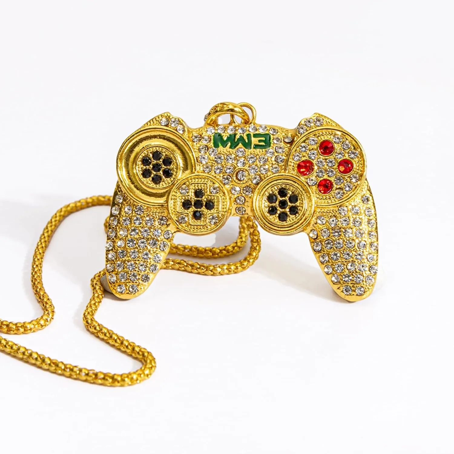To My Son/Grandson Necklace,Punk Hip Hop Game Controller Necklaces Colorful Crystal Game Console Necklace for Son Grandson Men BFF Friendship