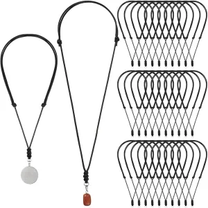 Tondiamo 30 Pcs Rope Necklace for Men Vintage Necklace Cord Rope Adjustable Double Knotted Handmade Craft Men Choker with Metal Ring for Hanging Pendants Cord 14-26 Inches Thick 2 mm
