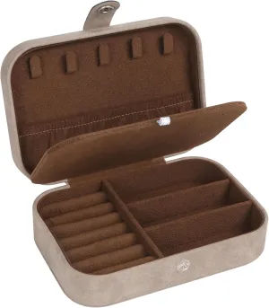 Travel Jewelry Box, PU Leather Small Jewelry Organizer for Women Girls, Portable Mini Travel Case Display Storage Holder Boxes for Stud Earrings, Rings, Necklaces, Bracelets (Brown)