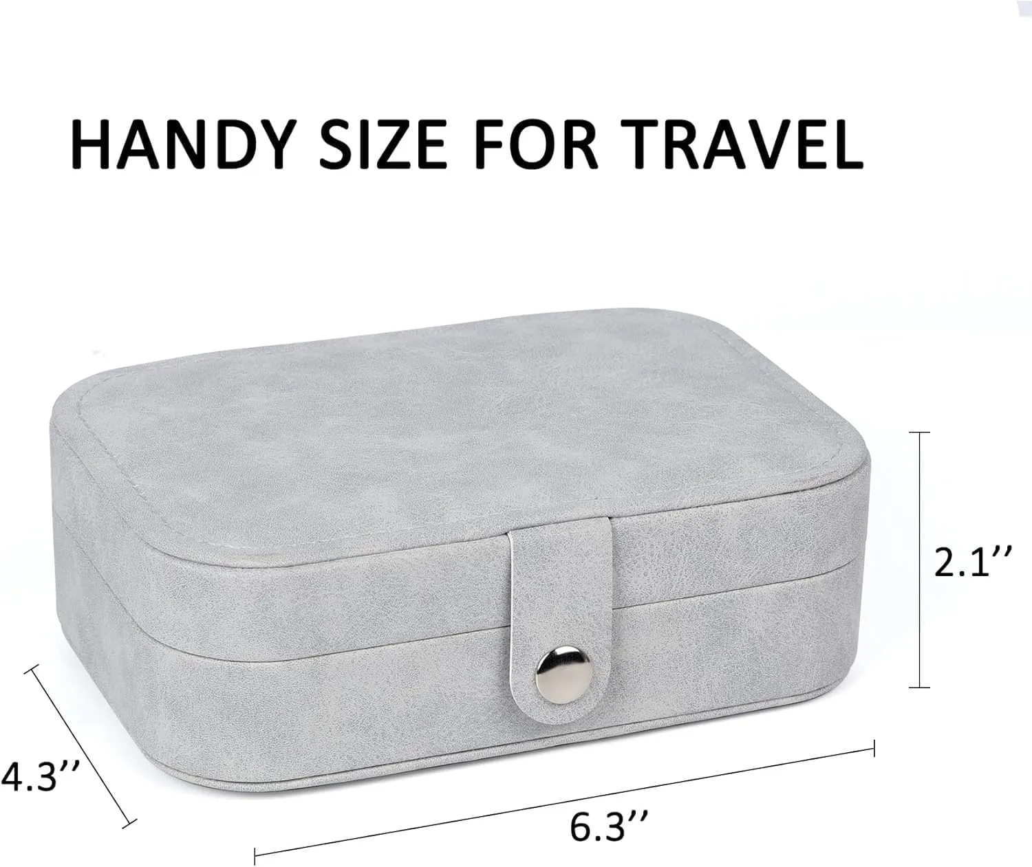 Travel Jewelry Box,Small Jewelry Organizer Boxes for Women Girls, 2 Layer Travel Jewlery Case, PU Leather Mini Portable Jewerly Storage Display Holder for Earrings, Ring,Necklaces, Bracelets - Grey
