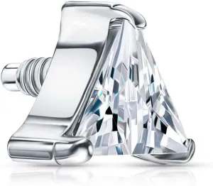 Trillion Cut Diamond Stud Earring, Triangle Solitaire Threaded Stud Piercing, Tragus or Cartilage Piercing, Minimalist Gift for Her.