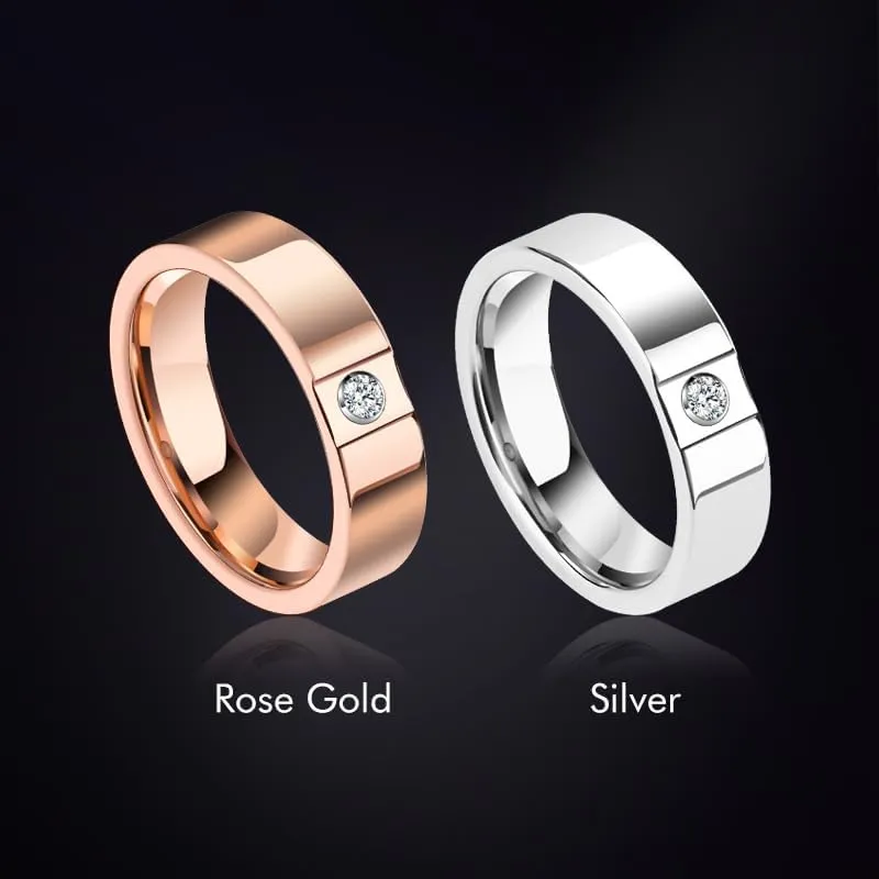 Tungsten Rings for Men Women 6mm Simple Couple Wedding Bands Inlaid Moissanite Fashion Jewelry for Male