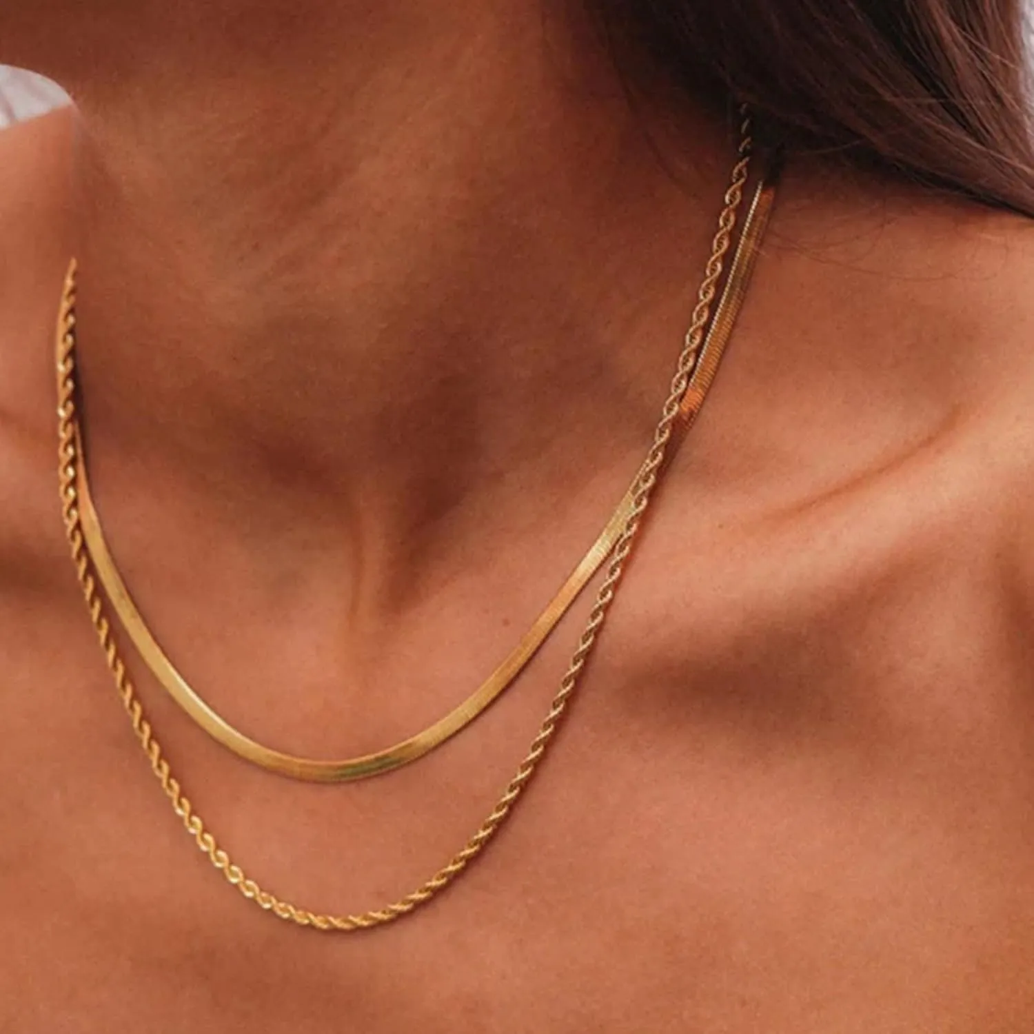 Turandoss Gold Chain Necklace for Women Trendy - Dainty 14K Real Gold Plated Cuban Necklace Snake Necklace Disc Chain Necklace Gold Multi Layered Paperclip Chain Necklace Gold Jewelry Gifts for Women