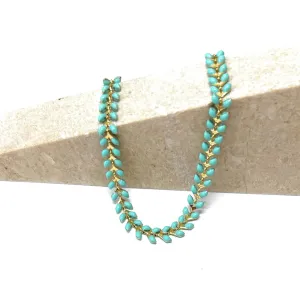 Turquoise Anklet for Women, Dainty Ankle Bracelet, Delicate Summer Design, Mint Fishtail Enamel Chain