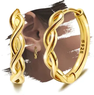 Twisted Hoop Earrings for Women Trendy - Sterling Silver Hypoallergenic Round Huggie Hoop Earrings for Sensitive Ears Minimalist Loop Earrings for Ladies Fashion Lightweight Twist Earrings for Her