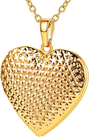 U7 Custom Photo Locket Necklace with 18 inch Chain - Oval & Heart Shaped Locket - Personalized Image Necklaces for Women & Girls