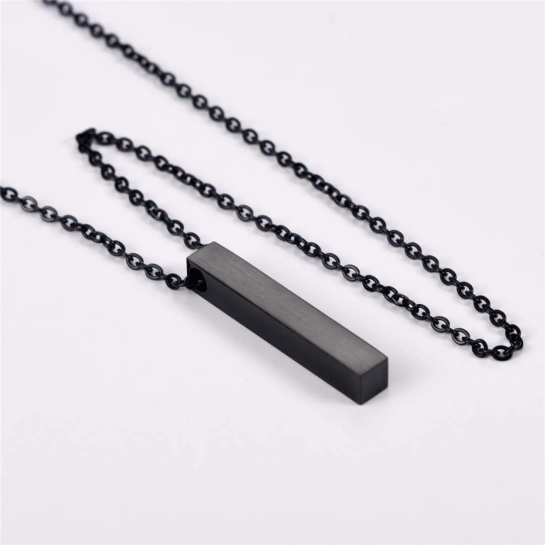 U7 Engravable Bar Necklace, Womens Choker Necklace Stainless Steel Custom Engrave Text Horizontal/Vertical Bar Pendant Necklaces for Men Women