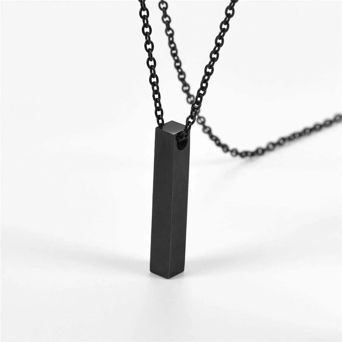 U7 Engravable Bar Necklace, Womens Choker Necklace Stainless Steel Custom Engrave Text Horizontal/Vertical Bar Pendant Necklaces for Men Women