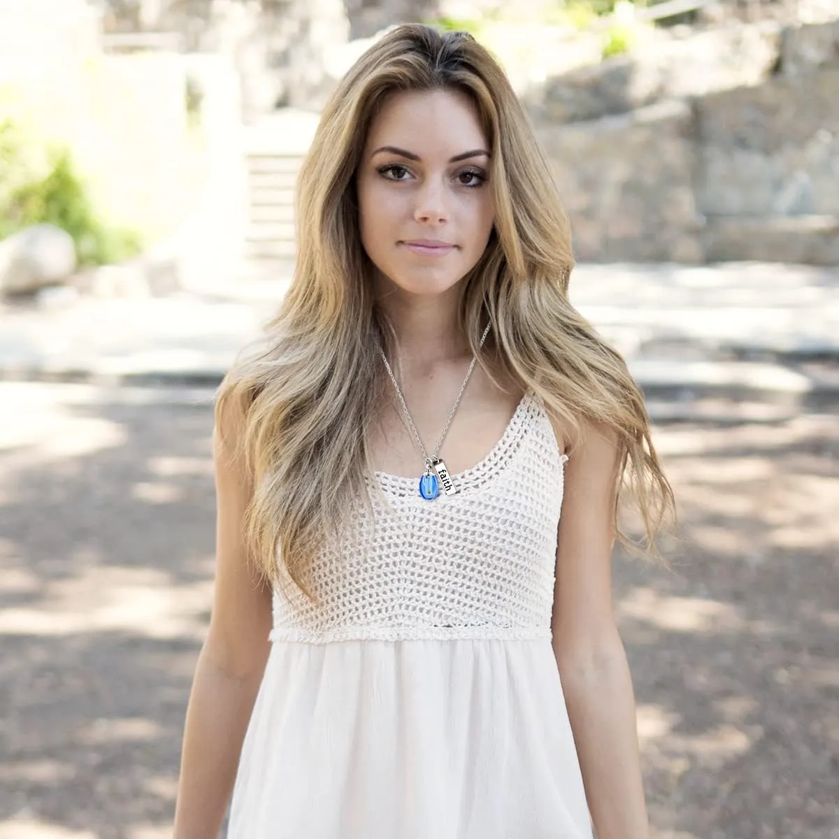 Uloveido Charms Crystal Waterdrop Pendant Necklace with Stainless Steel Faith Mustard Seed in Drop-Shaped Openable Bottle Y800