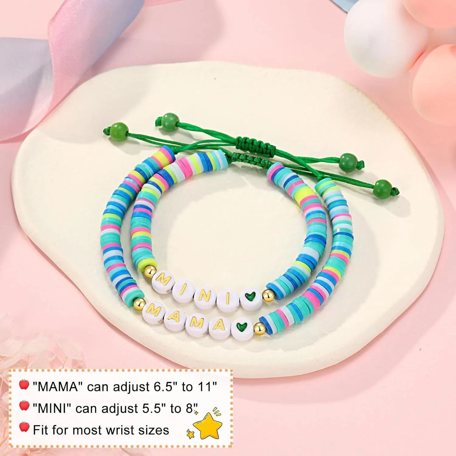 UNGENT THEM First Day of School Gift for Mom Daughter, Mama and Mini Back to School Bracelets