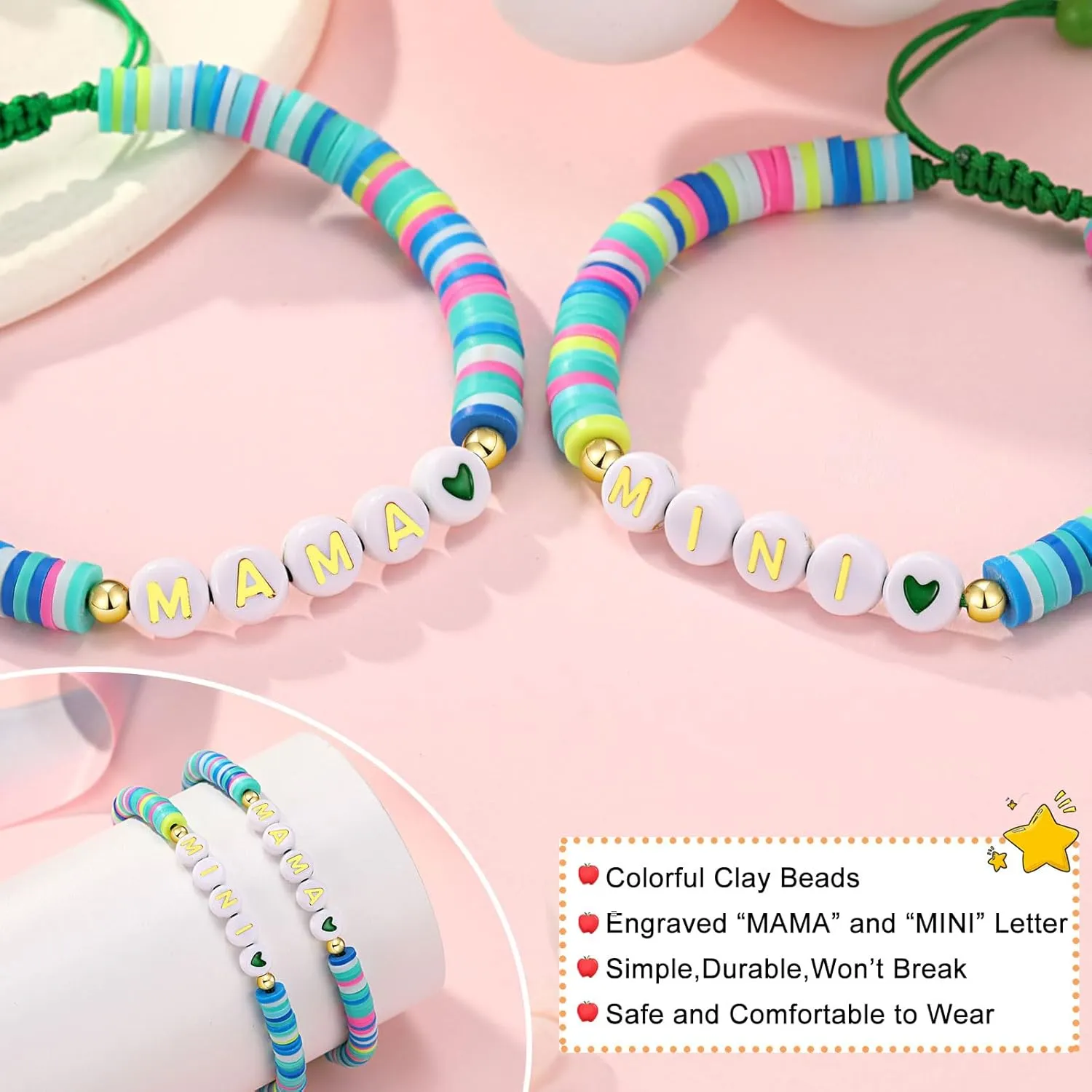 UNGENT THEM First Day of School Gift for Mom Daughter, Mama and Mini Back to School Bracelets