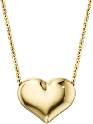 UNICORNJ 14K Floating Puffed Gold Heart Pendant Necklace - Real Gold Heart Necklaces for Women Teens Girls, Cable Rolo Chain, Mom Girlfriend Daughter Graduation Anniversary Love Jewelry, Made in Italy