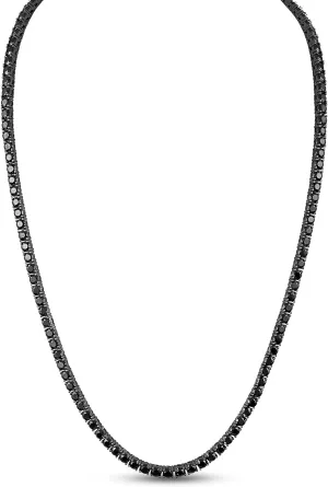 Unisex 3mm ANTI-TARNISH Real Oxidized 925 Sterling Silver Black Tennis Chain AAA CZ Stones One Row Choker Necklace 18-24'' Bracelet 7-9''
