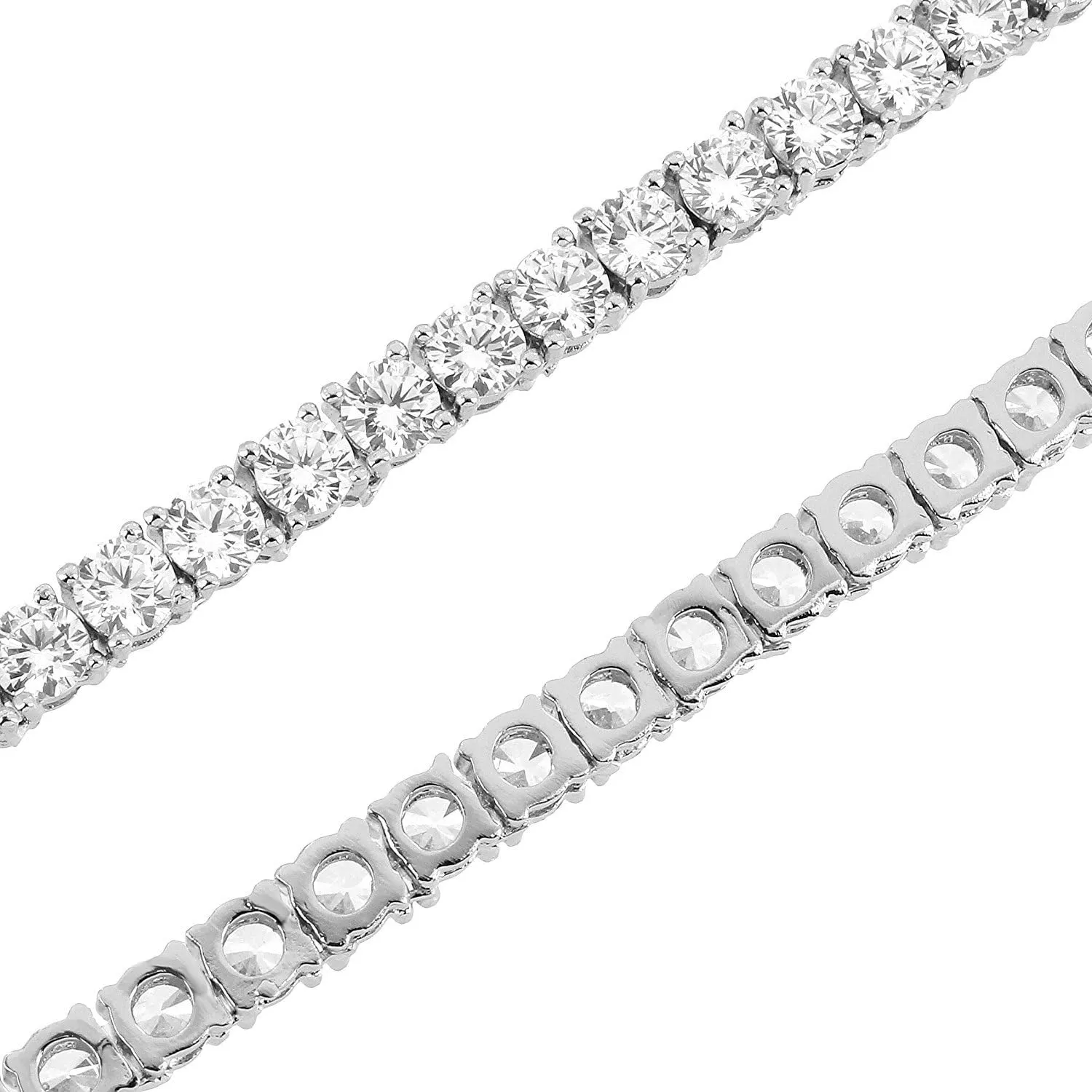 Unisex Anti-Tarnish 4mm Real Solid 925 Sterling Silver Tennis Chain AAA CZ One Row Choker Necklace 16-30" Bracelet 6.5-9'' Anklet 9.5-10''