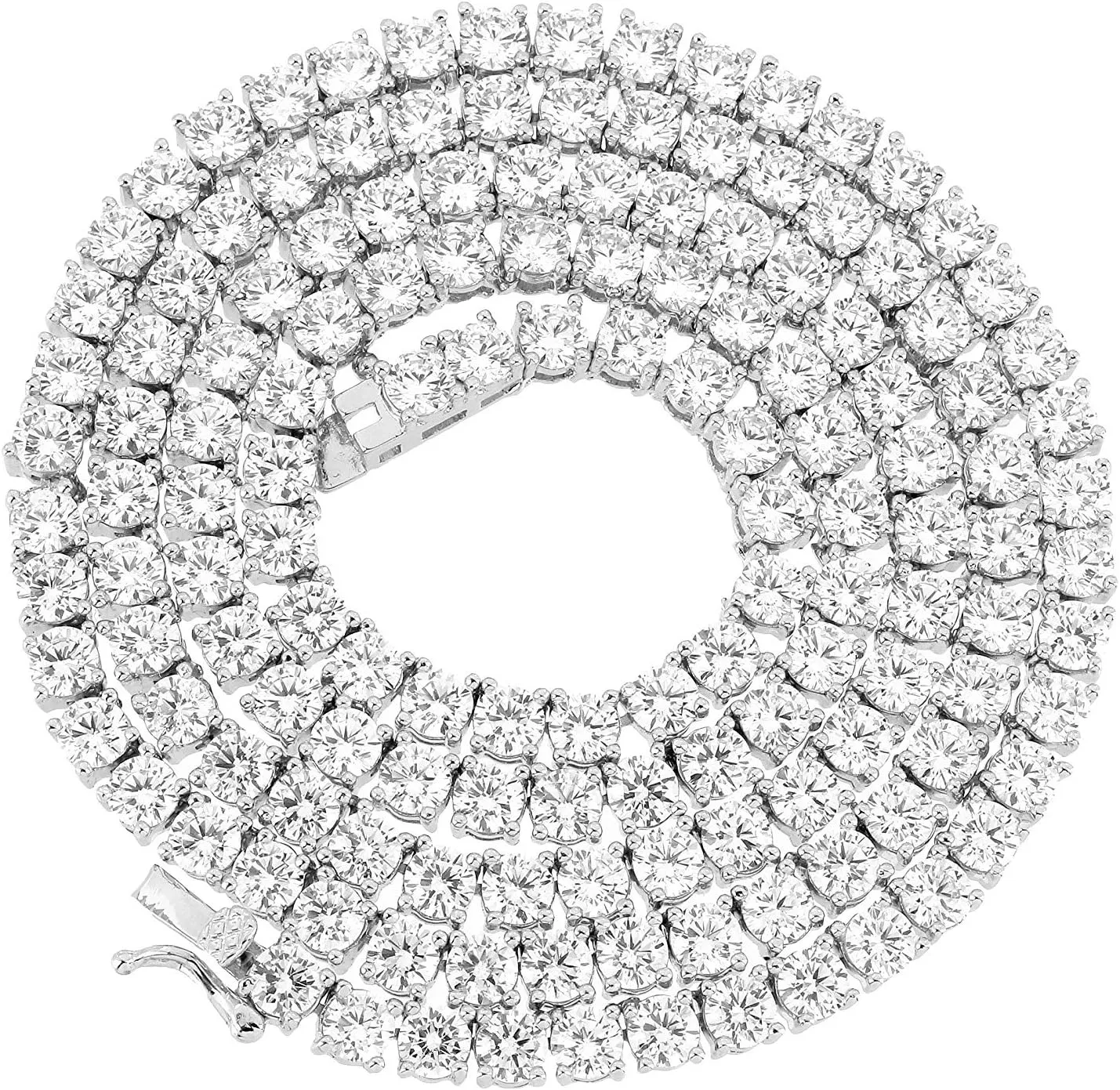 Unisex Anti-Tarnish 4mm Real Solid 925 Sterling Silver Tennis Chain AAA CZ One Row Choker Necklace 16-30" Bracelet 6.5-9'' Anklet 9.5-10''