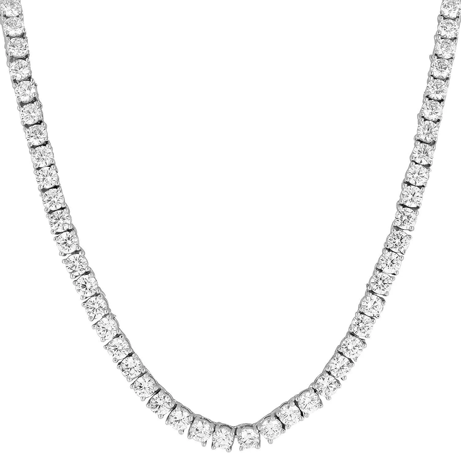 Unisex Anti-Tarnish 4mm Real Solid 925 Sterling Silver Tennis Chain AAA CZ One Row Choker Necklace 16-30" Bracelet 6.5-9'' Anklet 9.5-10''