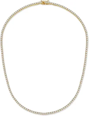 Unisex Anti-Tarnish Micro Skinny 2mm Real 14K Gold Plated Solid 925 Sterling Silver One Row Tennis Chain AAA CZ Choker Necklace 14-20" Bracelet 6.5-7.5''