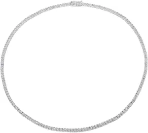 Unisex Anti-Tarnish Micro Skinny 2mm Real Solid 925 Sterling Silver one Row Tennis Chain AAA CZ Choker Necklace 16-30" Bracelet 6.5-8.5'' Anklet 9-10''