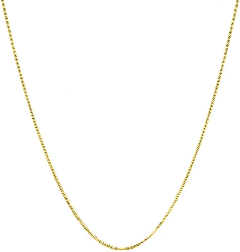 Verona Jewelers 925 Sterling Silver necklace 1MM- 2.5MM Italian Solid Round Snake Chain Necklace-Sterling Silver Gold Chain for Pendants, Magic Flexible Snake Chain, Gold Over Sterling Silver Necklace