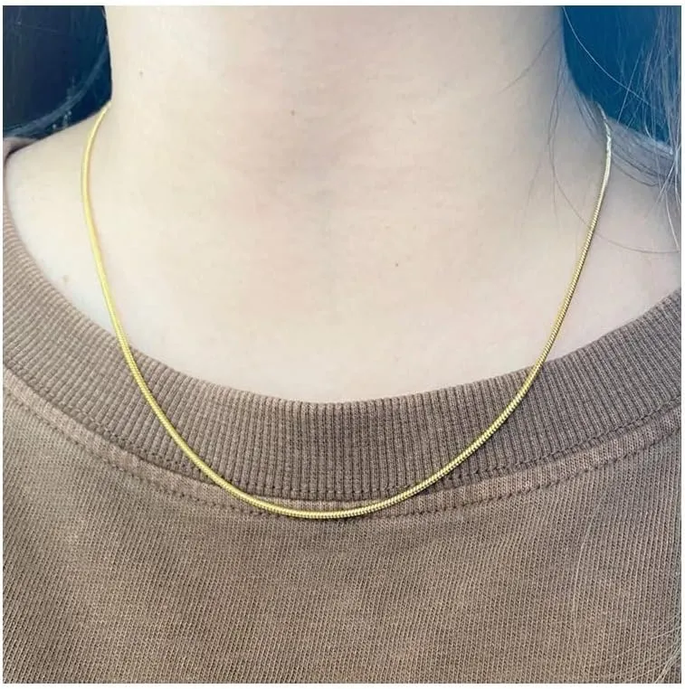 Verona Jewelers 925 Sterling Silver necklace 1MM- 2.5MM Italian Solid Round Snake Chain Necklace-Sterling Silver Gold Chain for Pendants, Magic Flexible Snake Chain, Gold Over Sterling Silver Necklace