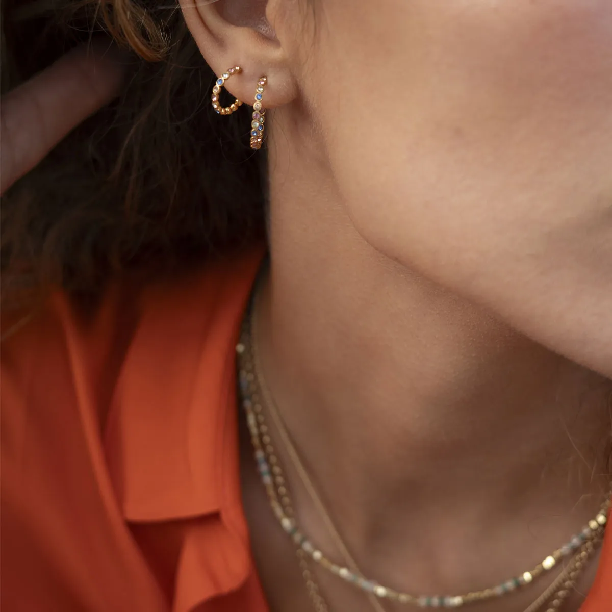 Vibrance Multicolour Creol 20mm Earring - Gold