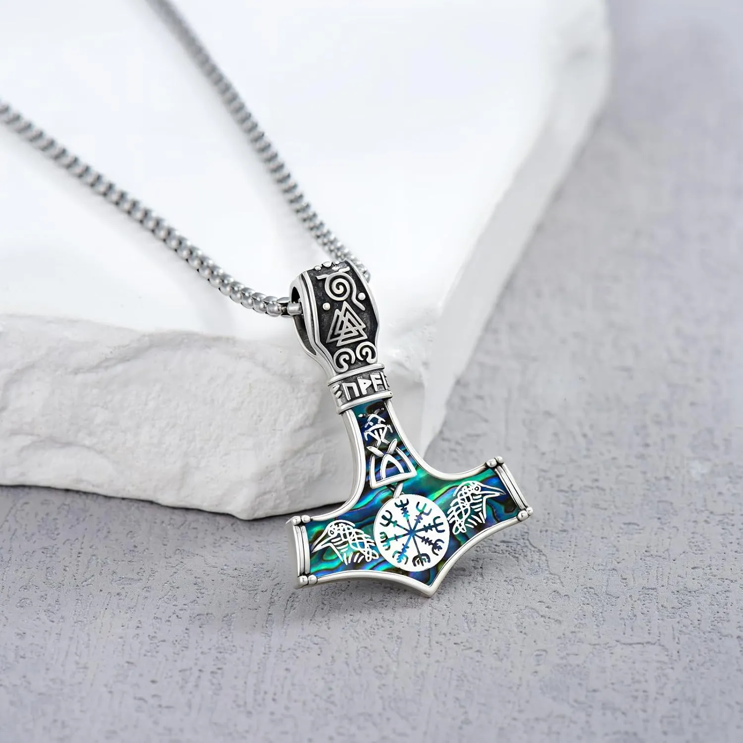 Viking Arrowhead/Thors Hammer/Axe/Wolf Necklace for Men 925 Sterling Silver Viking Norse Pagan Jewelry Gifts for Women