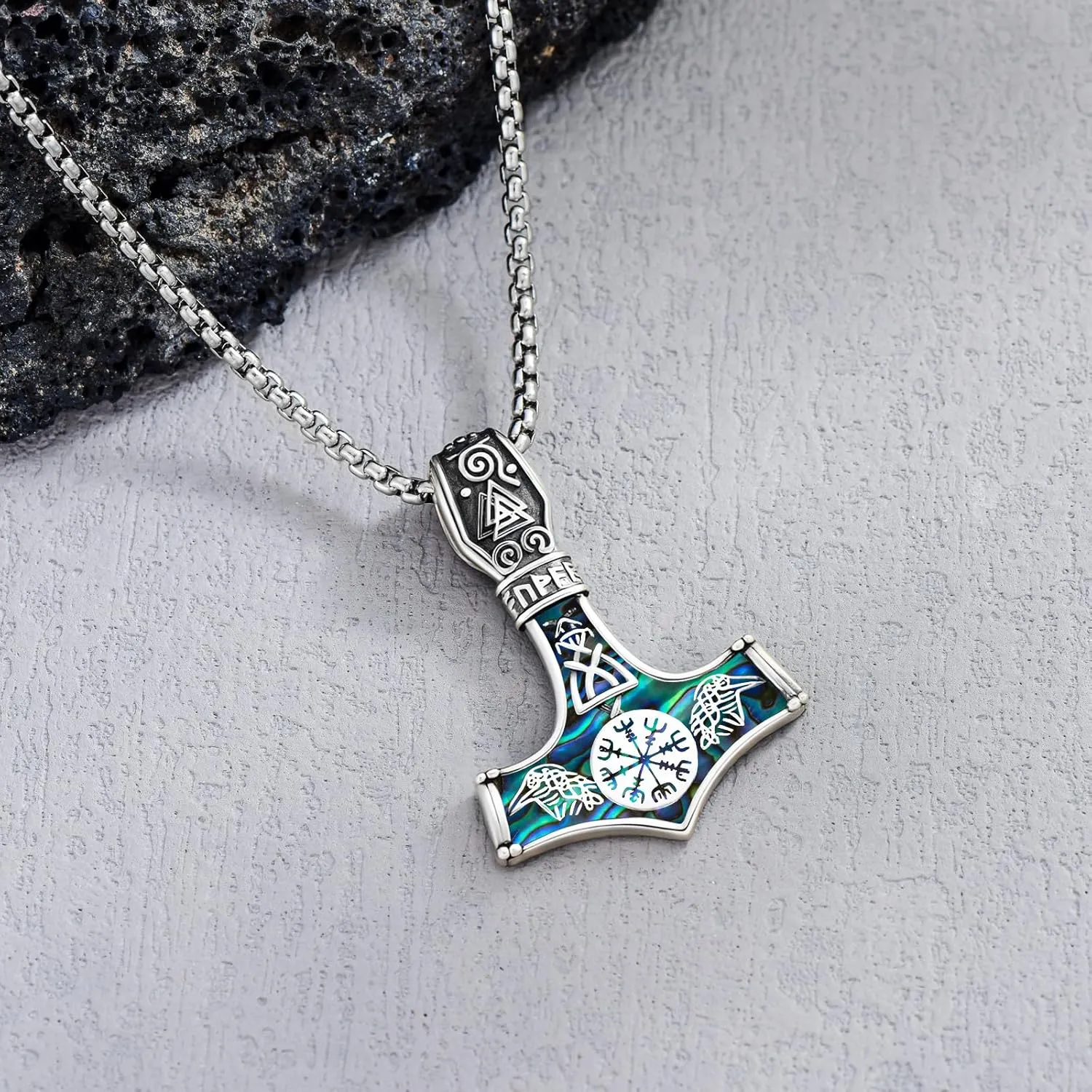 Viking Arrowhead/Thors Hammer/Axe/Wolf Necklace for Men 925 Sterling Silver Viking Norse Pagan Jewelry Gifts for Women