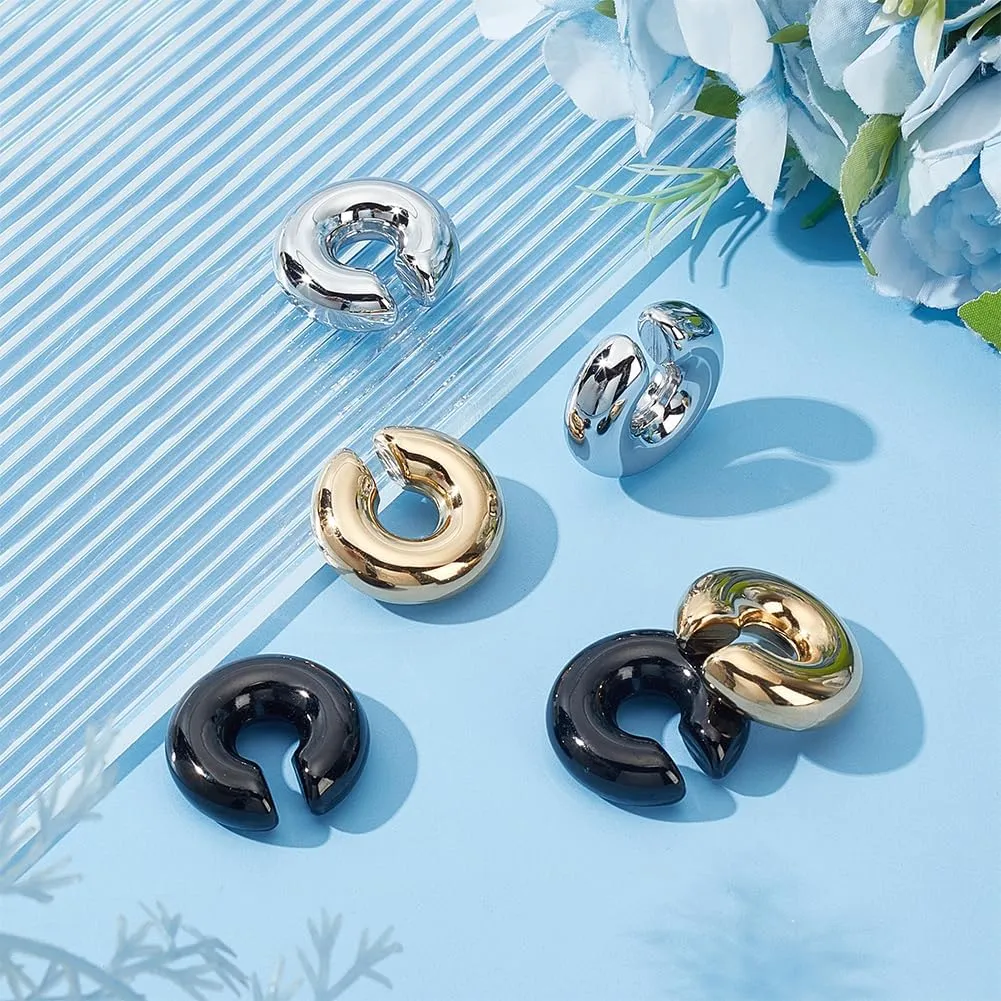 WADORN Chunky Ear Cuff Earrings, Stainless Steel Ear Cuff Secure Non Pierced Ear Clips Sparkling Cartilage Earrings C-Shaped Non-Piercing Earr for Women Men Jewelry Gifts