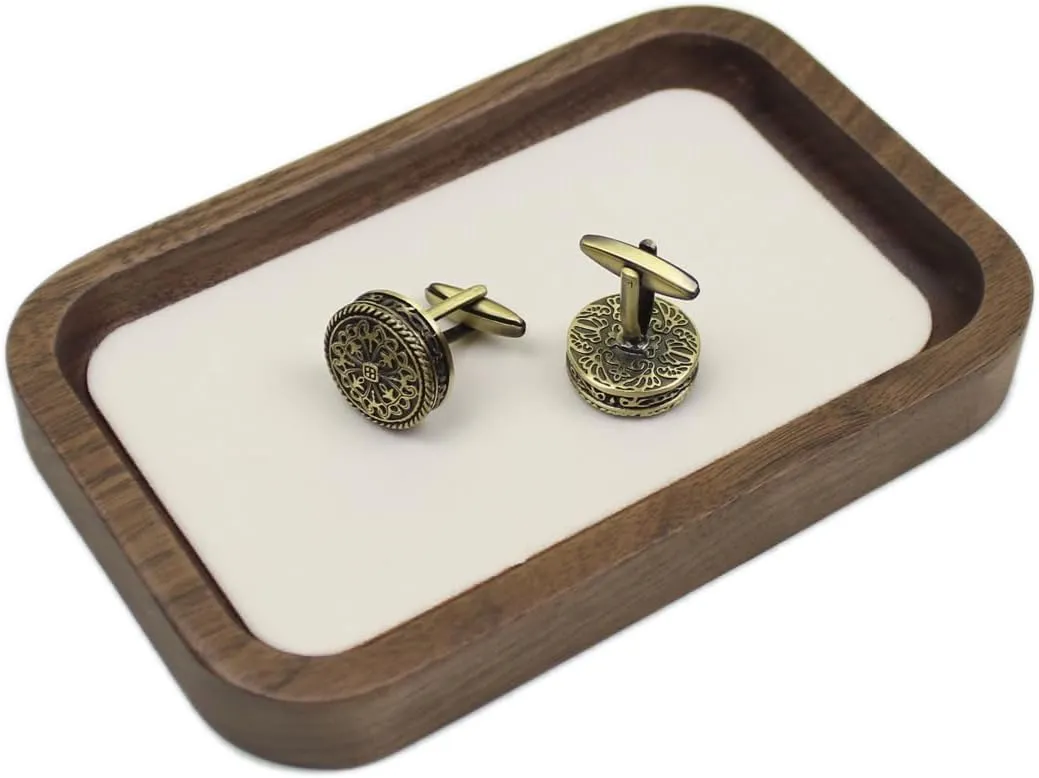 Walnut Solid Wood Square Jewelry Display Tray for Elegant Presentation of Your Finest Pieces, Perfect for Personal Use Men Gift White