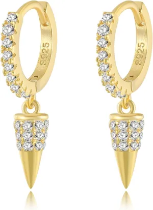 WCRAZYE Gold Dainty Huggie Hoop Earring 14K Gold Plated Dangle Earrings Sparkling Cubic Zirconia CZ Charm Hoops Earrings for Women Hypoallergenic Hoops Jewelry Gift